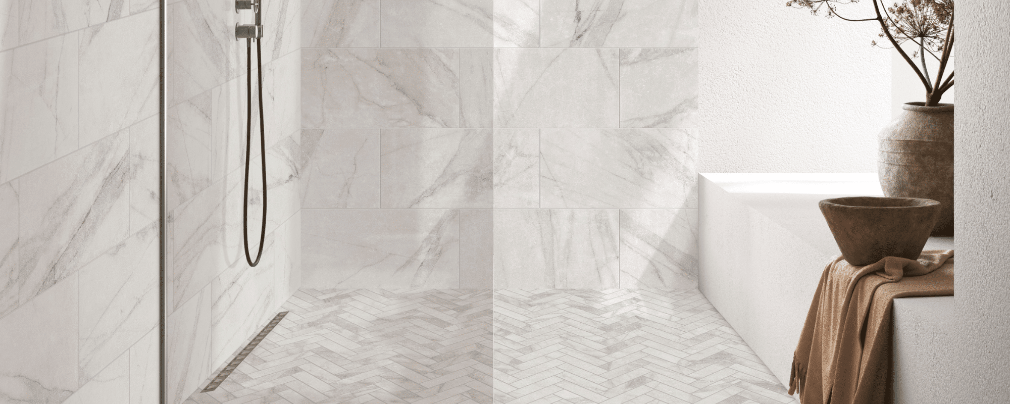 white wetroom with efficient drainage