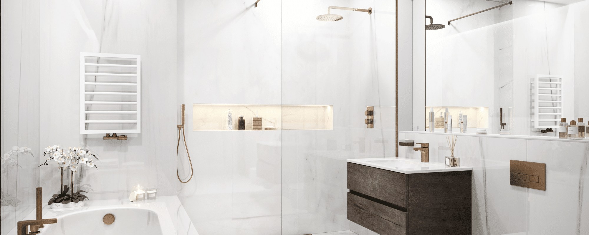 white polished tiles