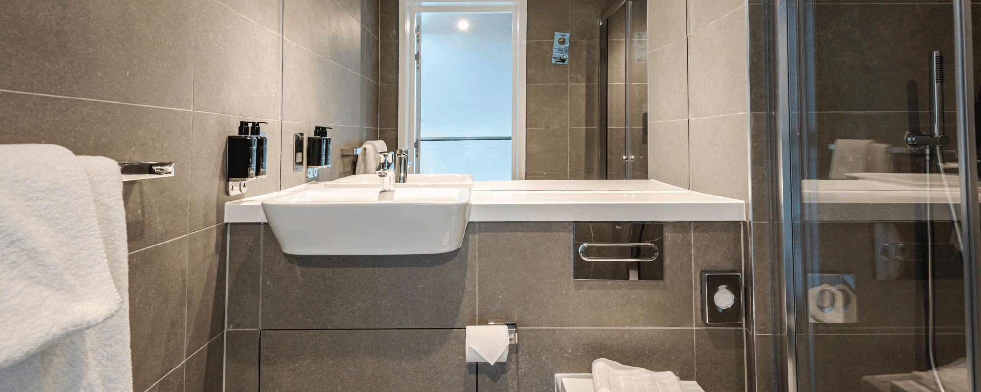 grey tiles contrast in bathroom