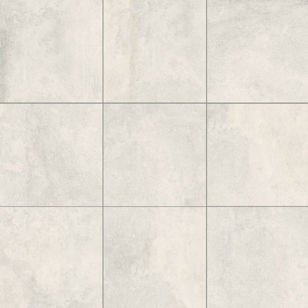 cement effect white square tiles