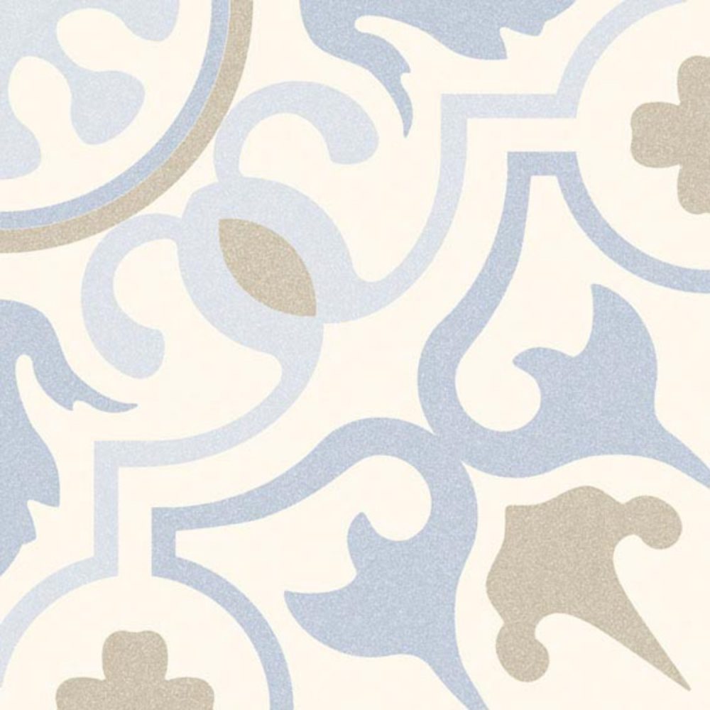 pale blue and cream patterned victorian tiles