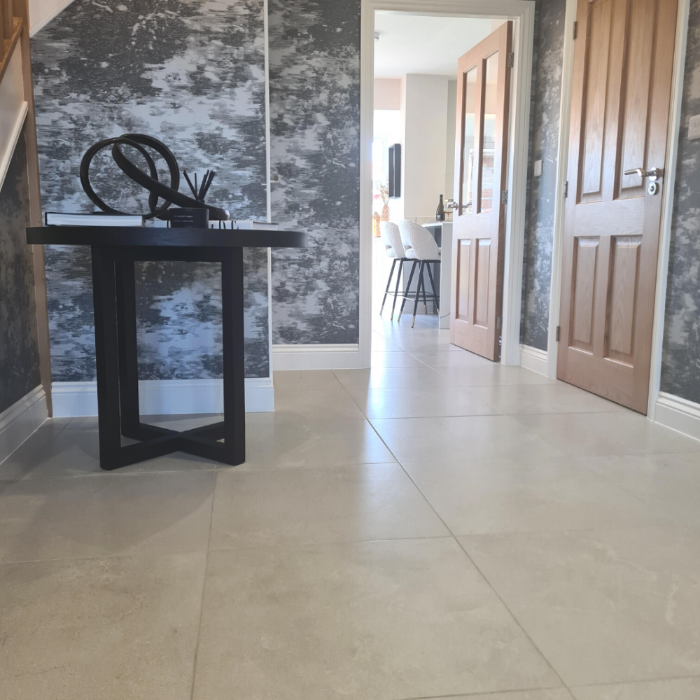 stoneline light grey oblong shaped floor tiles