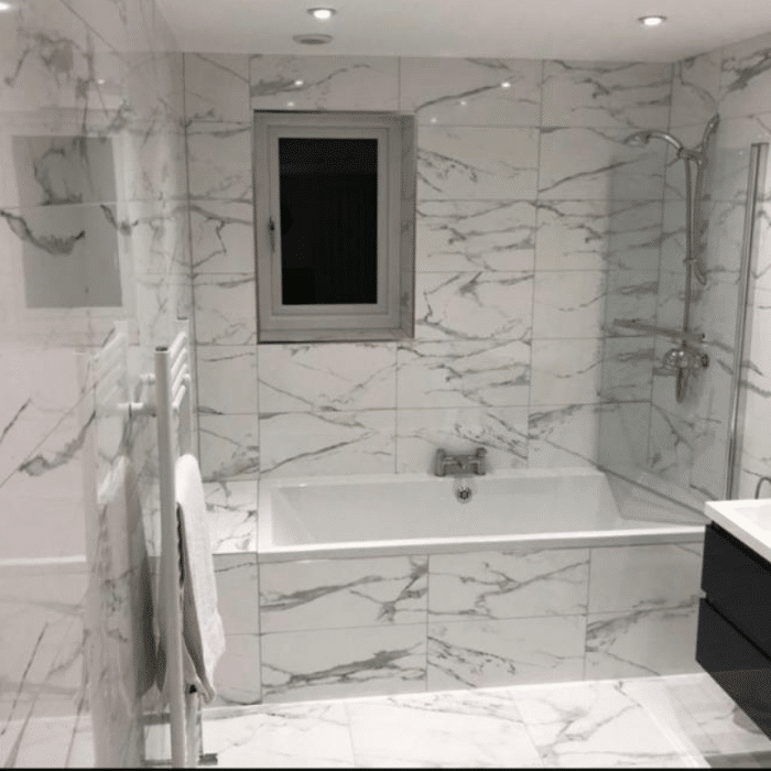white marble bathroom tile
