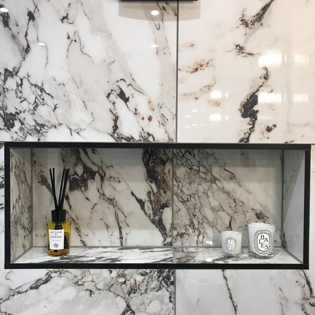 white marble effect tiles