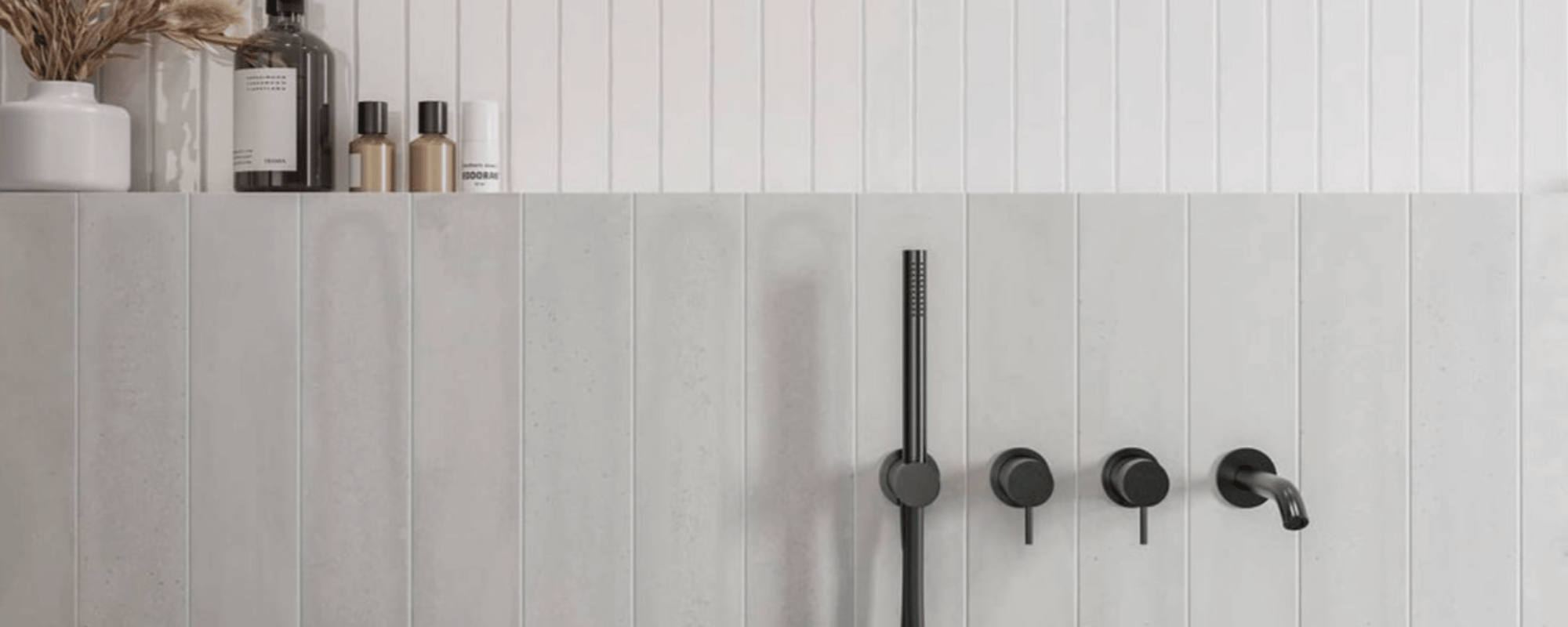 white tiles on bathroom wall