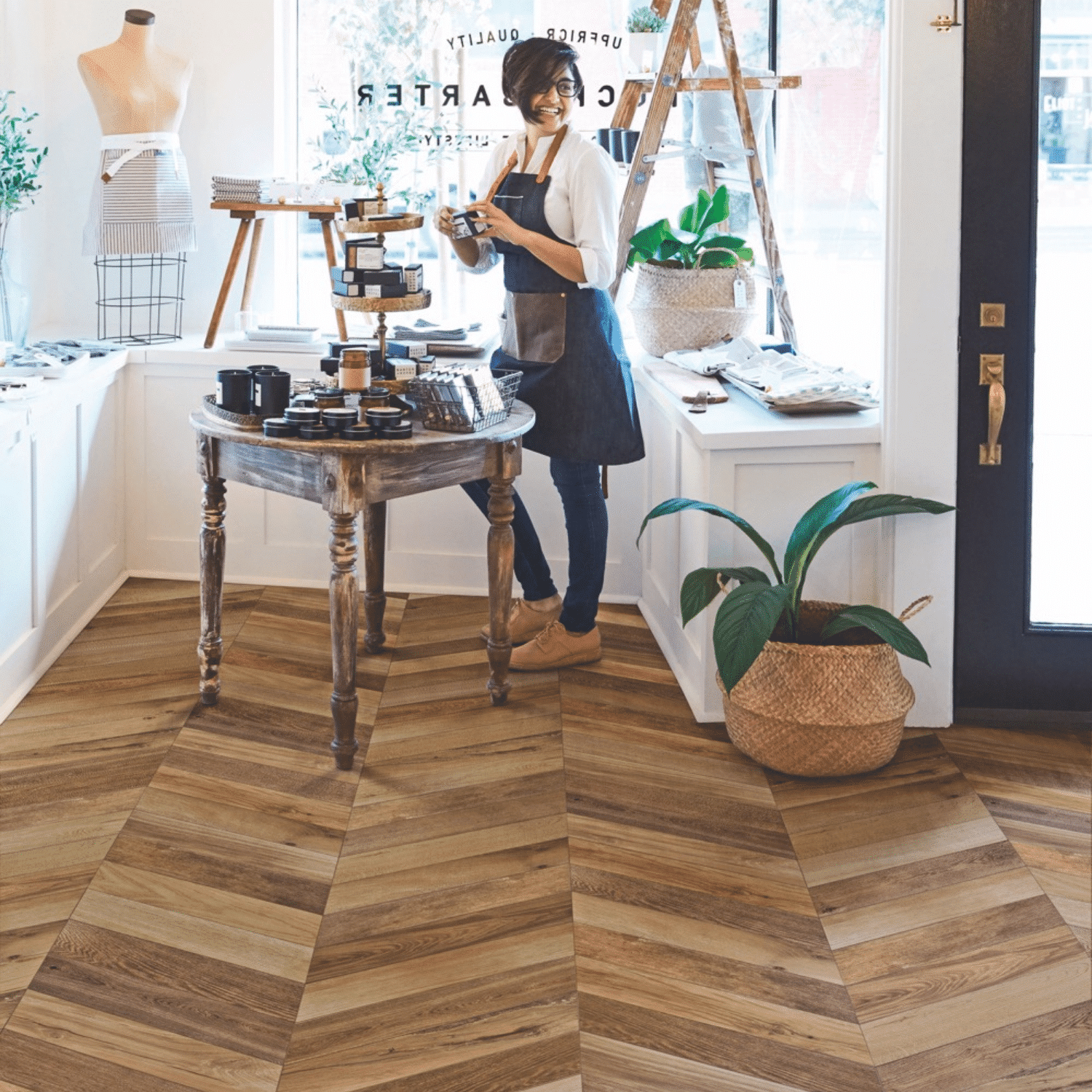 wood chevron tiles