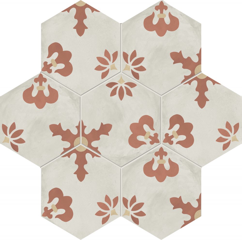 Floral Patterned Hexagonal Tiles