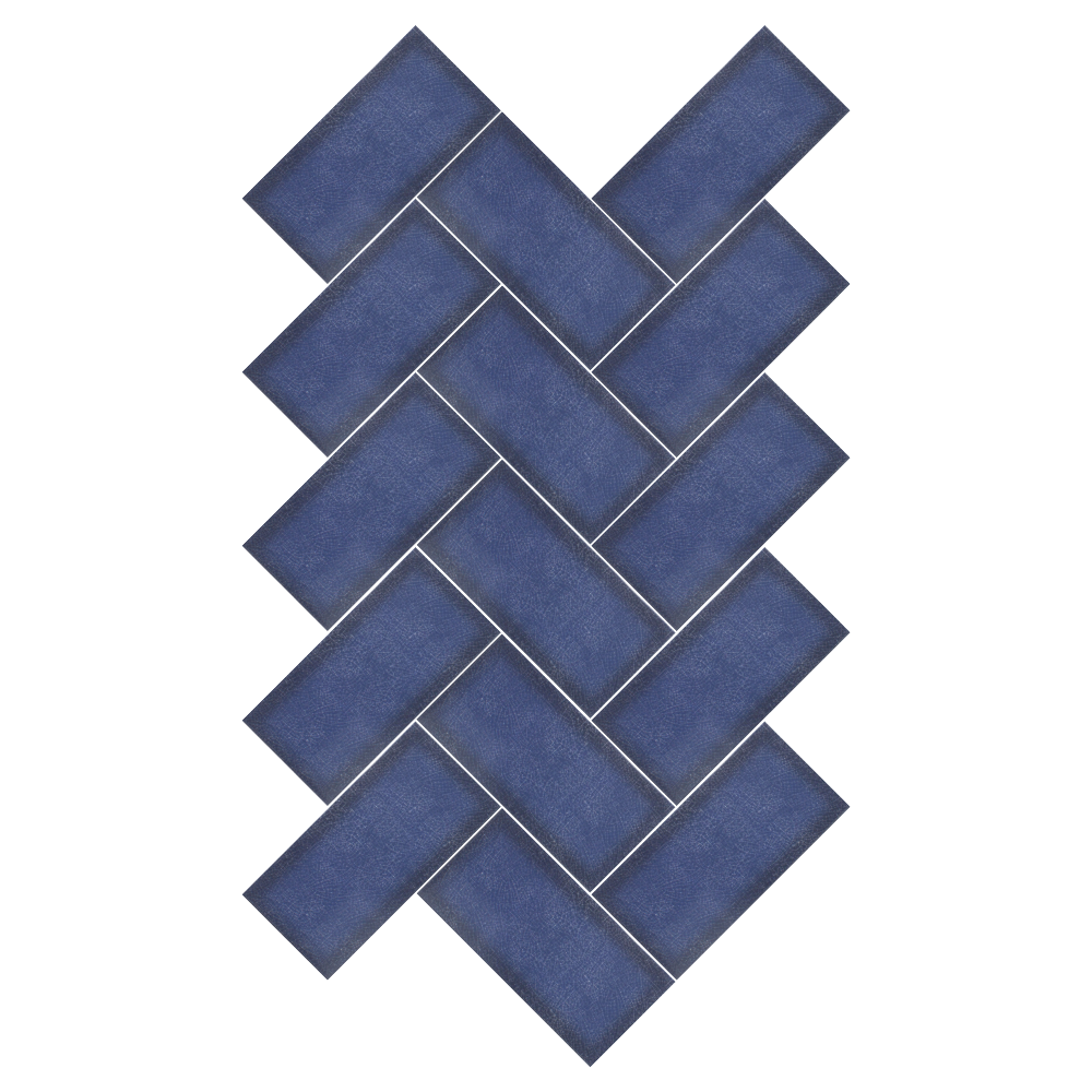 Ragley Bahia blue crackle glaze herringbone tiles