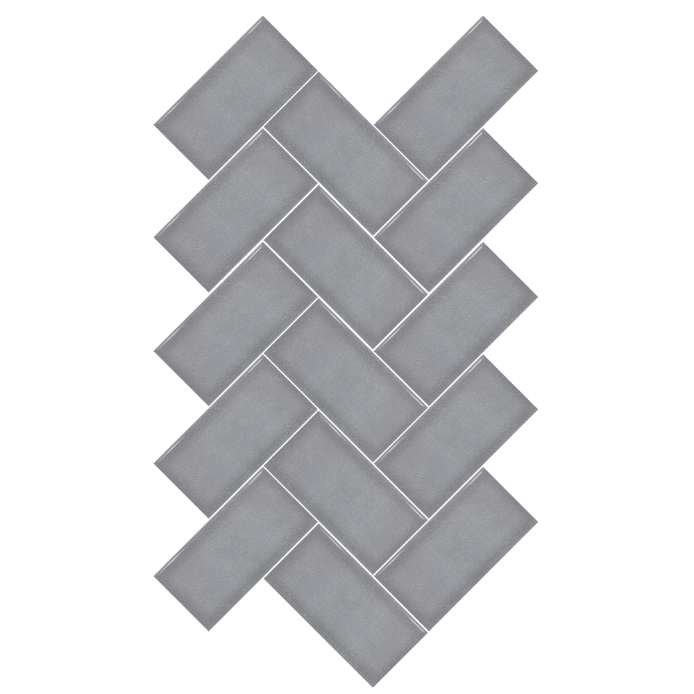 Ragley Graphite grey crackle glaze herringbone tiles