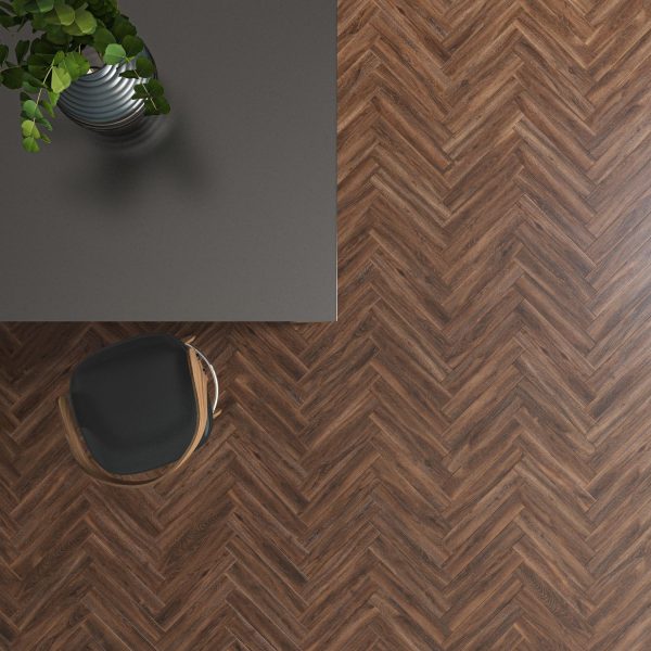 Herringbone Timber Cerezo Brown Tile